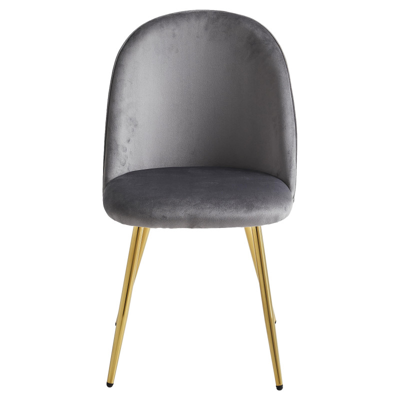 Set di 4 sedie Claire velluto grigio gambe oro 45x54x88cm moderne