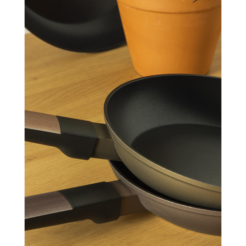 Set di 4 confezioni 2 padelle 24-28cm Brown Brush effetto legno