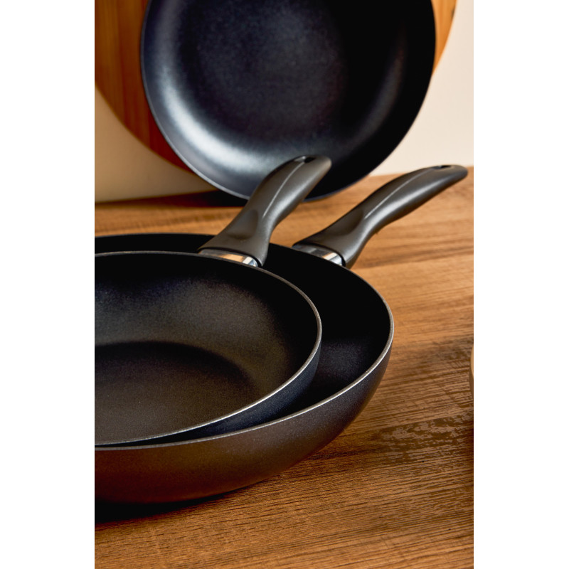 Set di 6 padelle alluminio cm28 grigio fondo induzione cucina