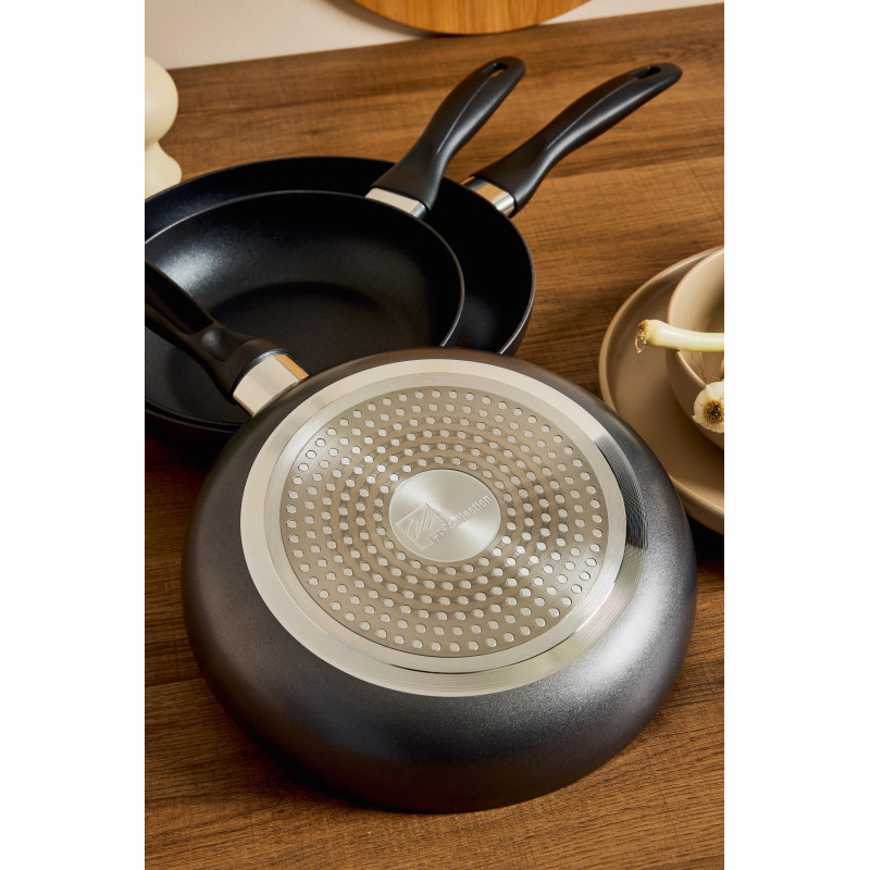 Set di 6 padelle alluminio cm28 grigio fondo induzione cucina