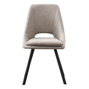 Zoom Set di 2 Sedie In Tessuto Beige Miranda Gambe In Metallo Nere Dimensione 56x48x85,50cm