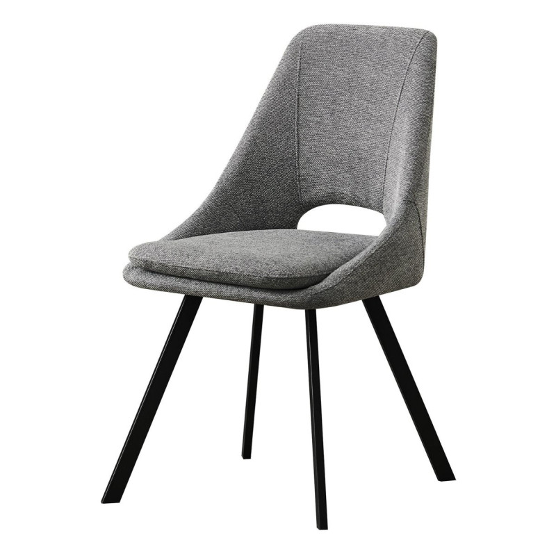 Set di 2 sedie Miranda tessuto grigio gambe nere 56x48x85,5cm