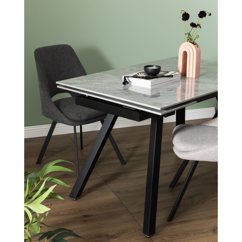 Set di 2 sedie Miranda tessuto grigio gambe nere 56x48x85,5cm