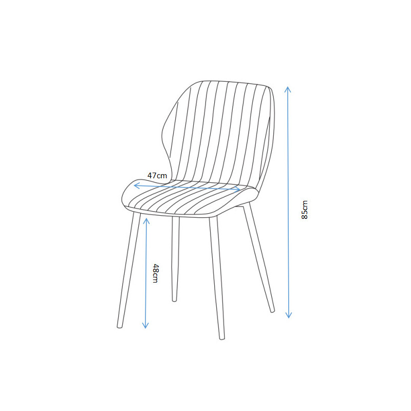 Set di 4 Sedie Jole In Tessuto Beige Gambe In Metallo Nere Dimensione 47x58x85cm