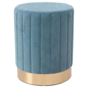 Set di 2 pouf Nadya velluto blu ottanio 31x31x38cm salotto moderno