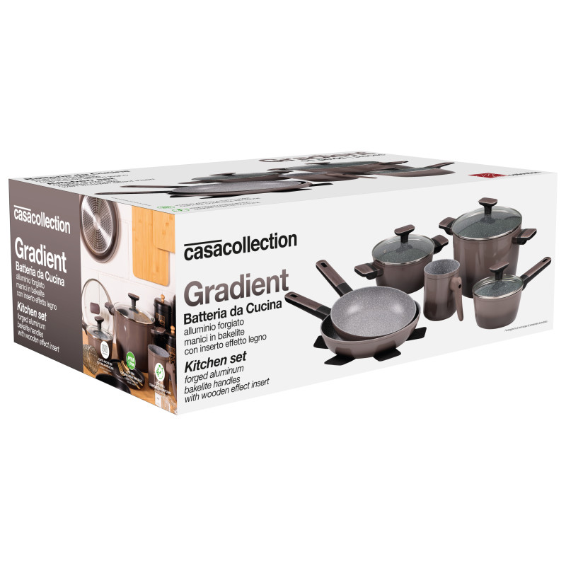 Set di 2 batterie 11pz Gradient alluminio induzione cucina moderna