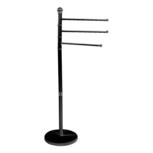 Set di 4 piantana portasalviette Ninfea nero tre bracci bagno moderno