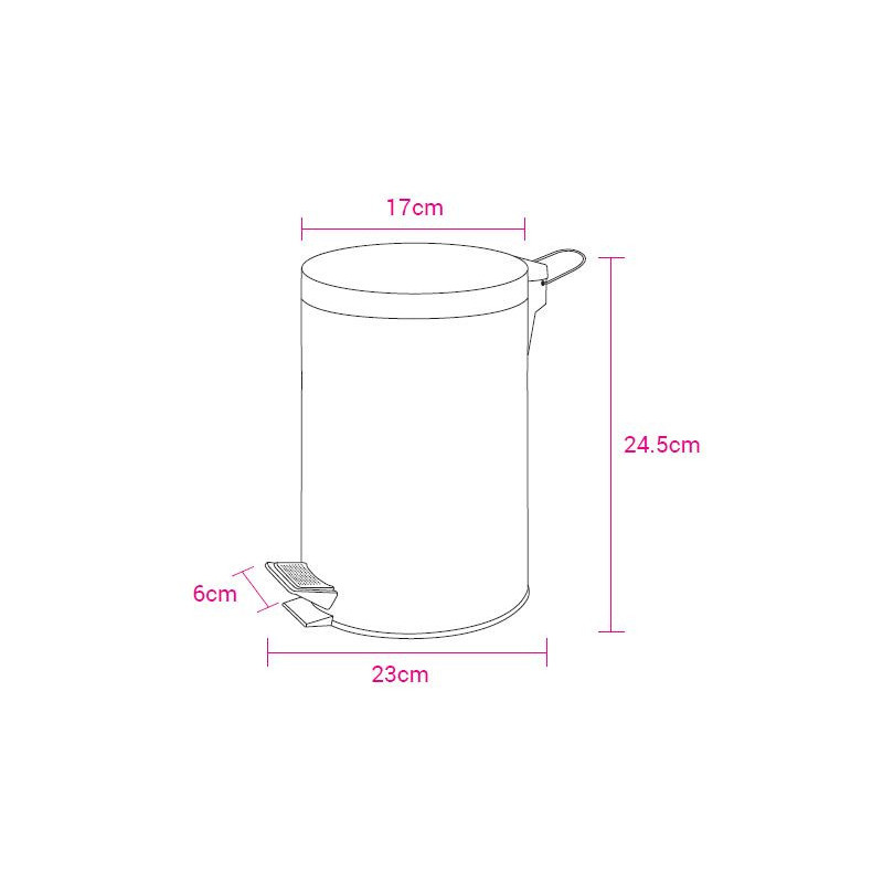Set di 6 porta rifiuti a pedale 3L acciaio chiusura soft cucina