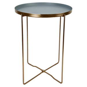 Set di 6 tavolini Frosty gambe oro vassoio grigio Ø36xH47,5cm