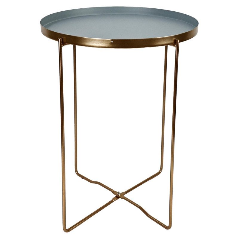 Set di 6 tavolini Frosty gambe oro vassoio grigio Ø36xH47,5cm