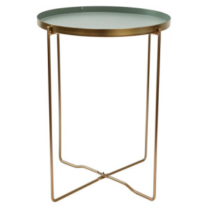 Set di 6 tavolini Frosty gambe oro vassoio verde scuro Ø36xH47,5cm