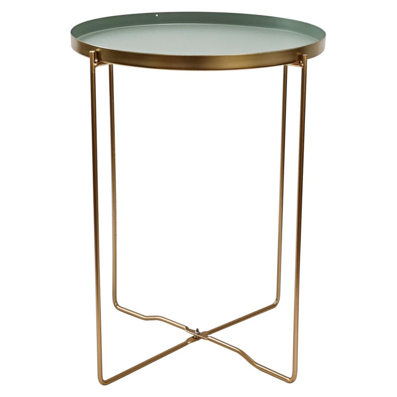 Set di 6 tavolini Frosty gambe oro vassoio verde scuro Ø36xH47,5cm
