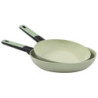 Set di 8 padelle Mood Green alluminio forgiato 24-28cm induzione