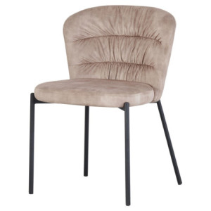 Set di 4 sedie Jackie tessuto beige gambe nere moderne casa