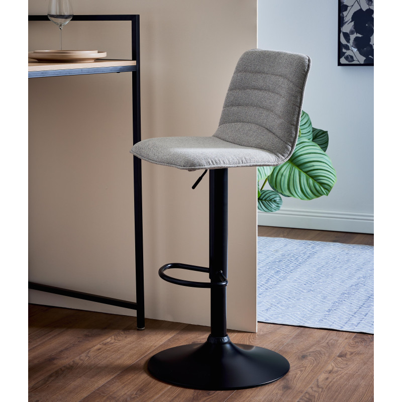 Set di 2 sgabelli Charlie tessuto tortora chiaro base nera moderni
