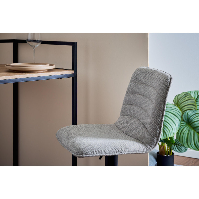 Set di 2 sgabelli Charlie tessuto tortora chiaro base nera moderni