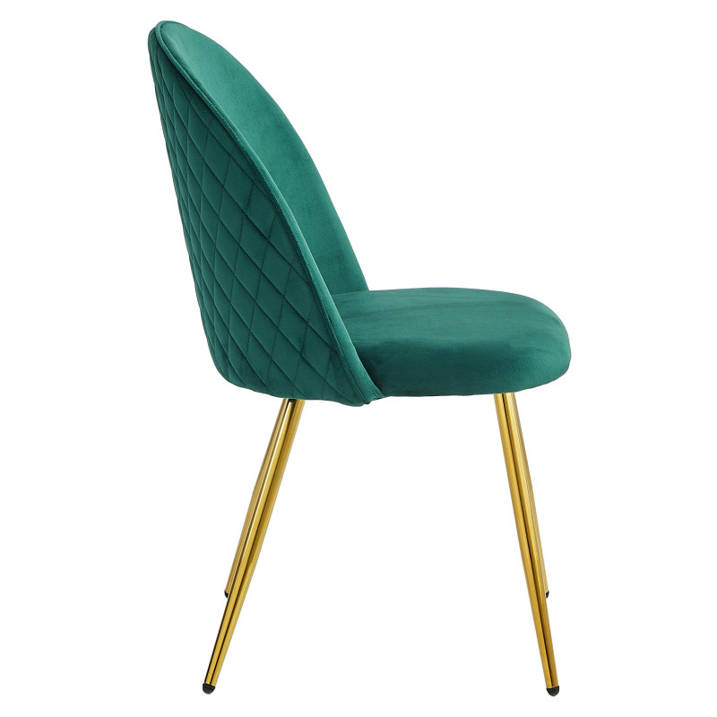 Set di 4 sedie Claire velluto verde scuro gambe oro moderne casa