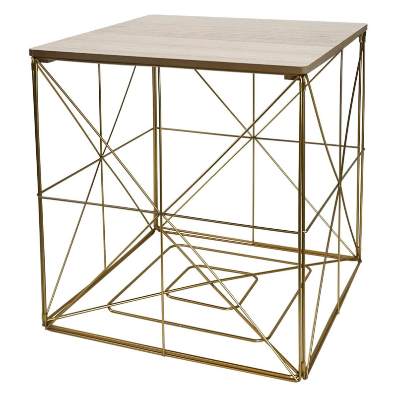 Set di 6 tavolini Kalin 38x38x40cm top naturale struttura oro