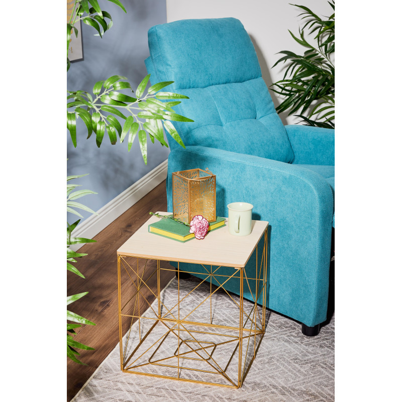 Set di 6 tavolini Kalin 38x38x40cm top naturale struttura oro