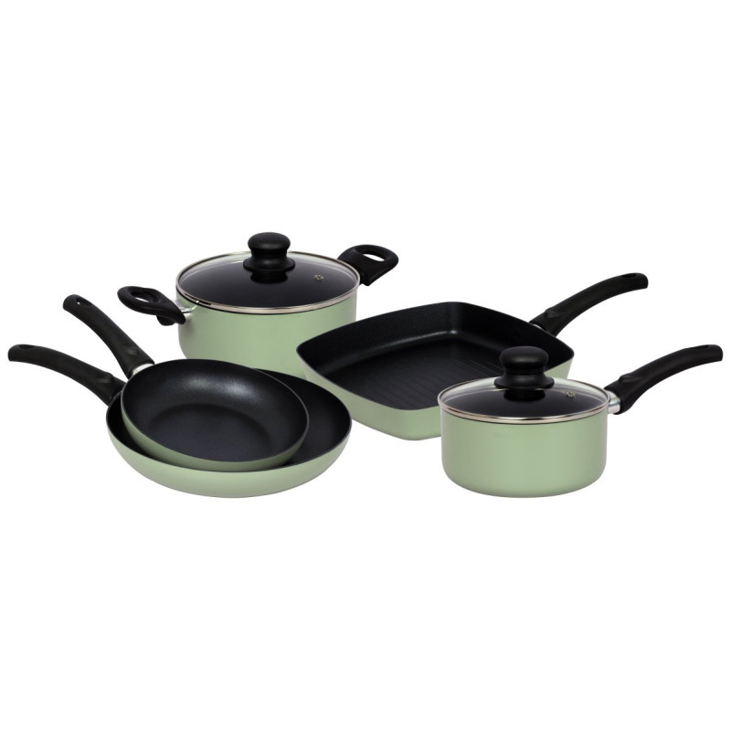 Set di 2 batterie 7 pezzi Fusion alluminio induzione verde cucina