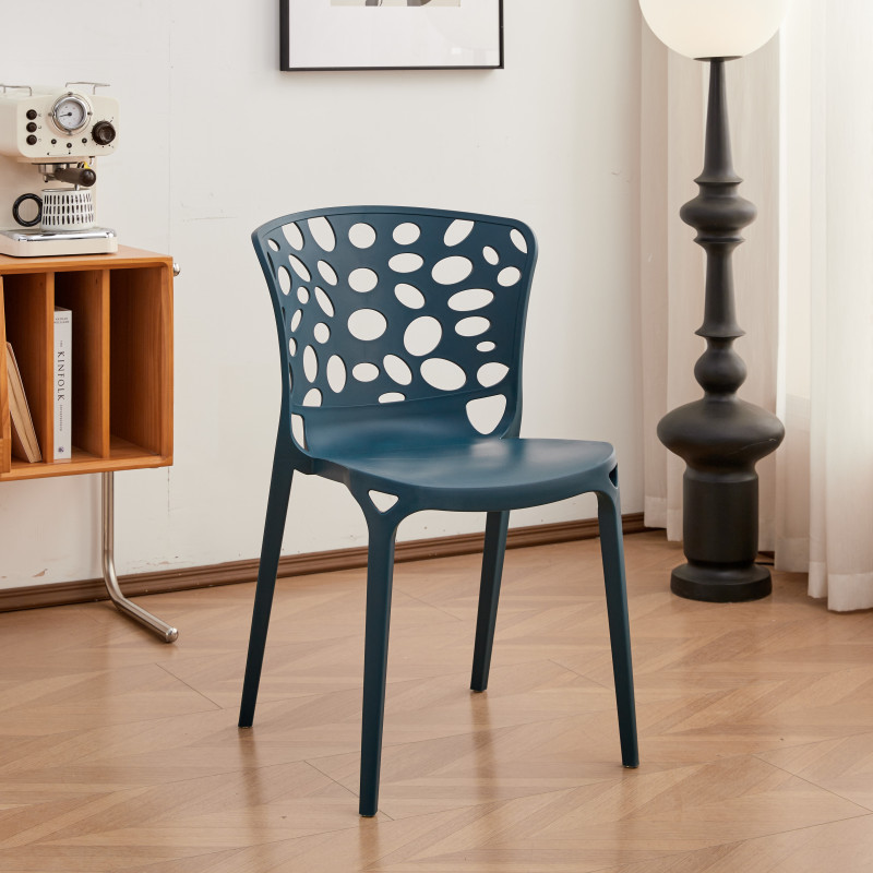 Set di 4 sedie Ade blu ottanio 55x50x83cm imbottite moderne casa