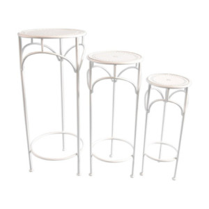 Set di 2 confezioni 3 tavolini Corte crema 30x30x70 25x25x60 20x20x50
