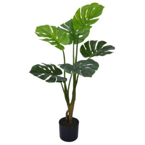 Set di 4 piante sintetiche Monstera Real Touch H90cm vaso verde deco