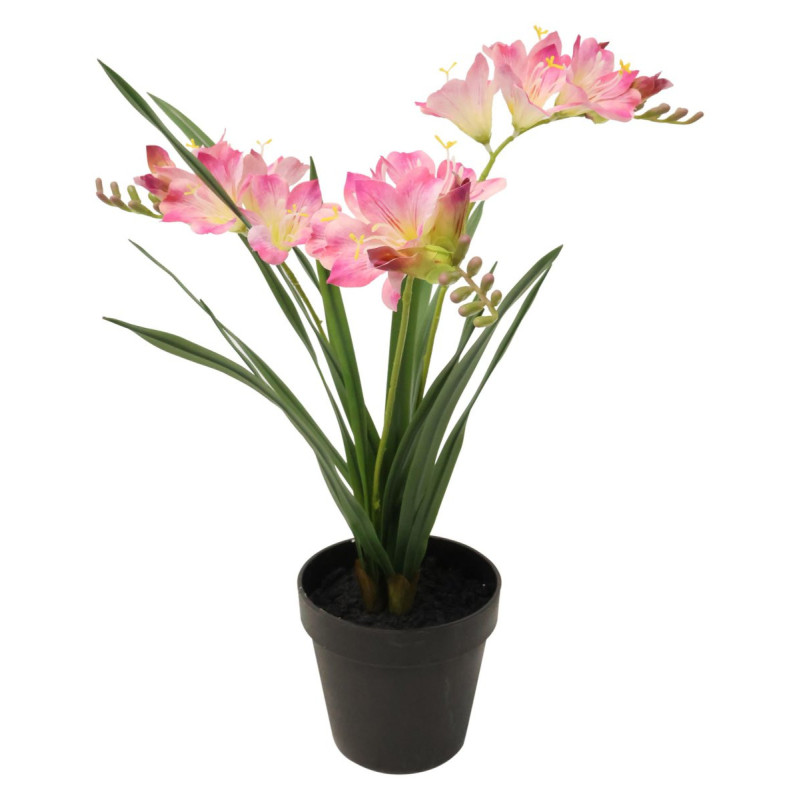 Set di 6 piante sintetiche Fresia H50cm vaso plastica 3 rami deco
