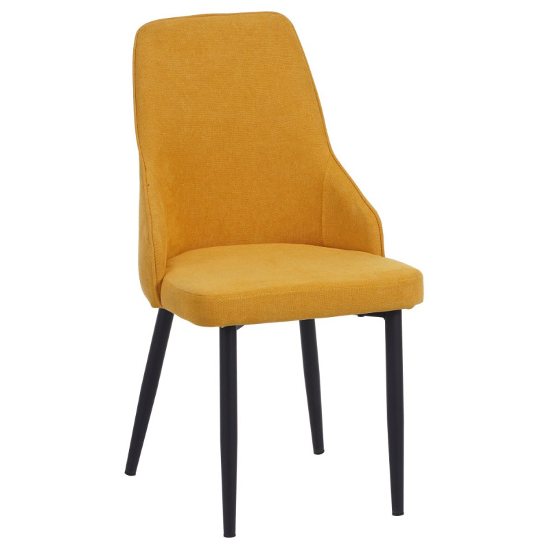 Set di 4 Sedie Chantal tessuto senape gambe nero opaco moderne