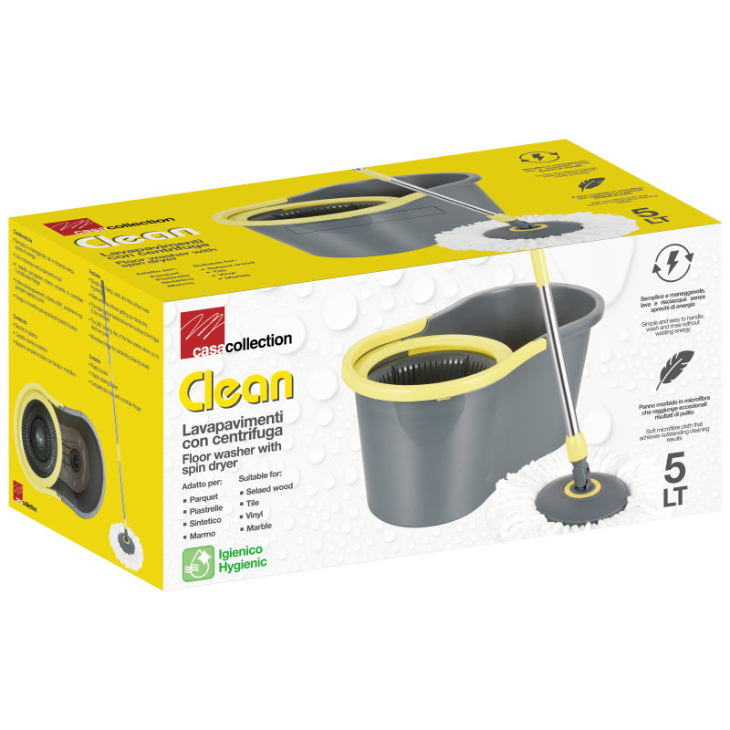 Set di 6 Secchi Mop Lavapavimenti Rotante 5 litri pratici bagno