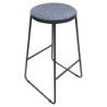 Set di 6 Sgabelli Colby Seduta Rotonda In Tessuto Grigio/gambe Grigie 32x32x71