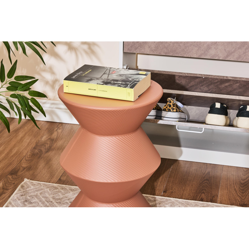 Set di 2 Tavolini Klepsy metallo terracotta Ø30,5xh44,5cm moderni
