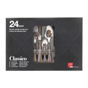 Zoom Set di 6 confezioni 24 Pezzi Posate Classico Inox 18/0