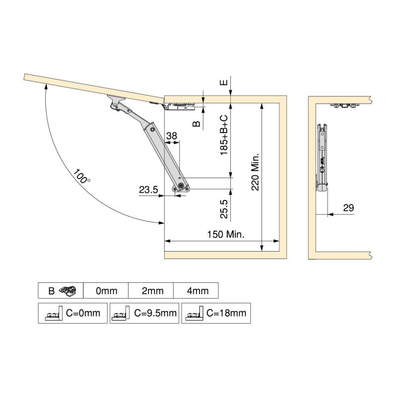 Braccetto per ante elevabile Altius One, Gamma di forza 576-959, Acciaio, Nichelato