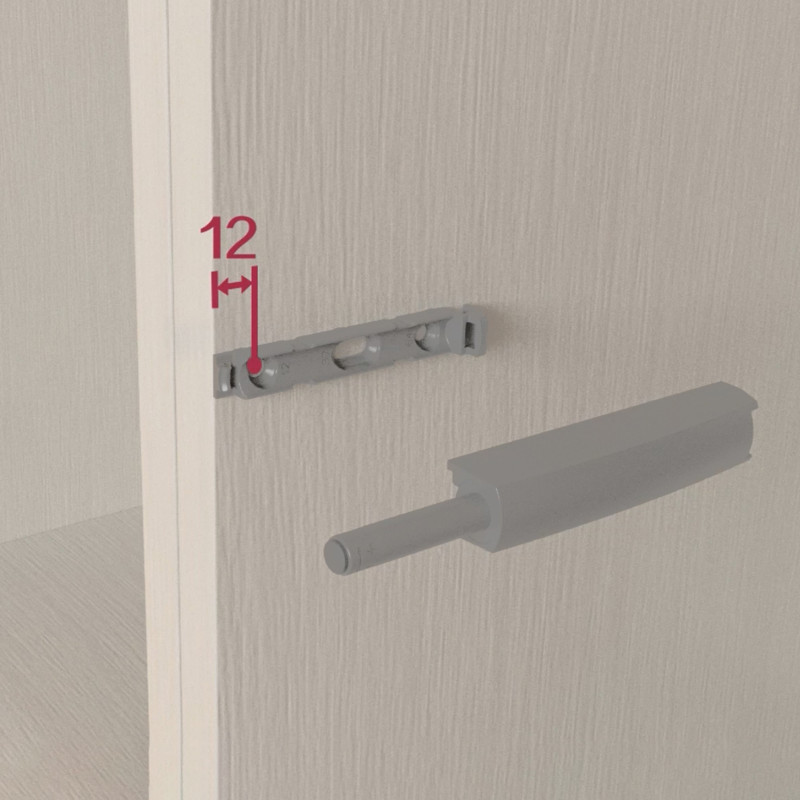 Lotto di 10 chiusure per porte da avvitare ai mobili con regolazione Push Lite, lunghezza 80 mm, Chiusura soft, Tecnoplast