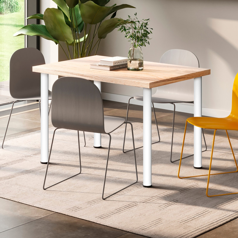 Lotto di 4 gambe per tavolo, diametro 60mm, H 830mm, Acciaio, Verniciato bianco