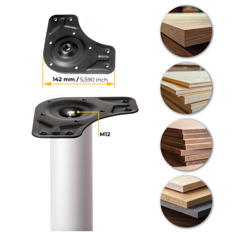 Lotto di 4 gambe per tavolo, diametro 60mm, H 830mm, Acciaio, Verniciato bianco