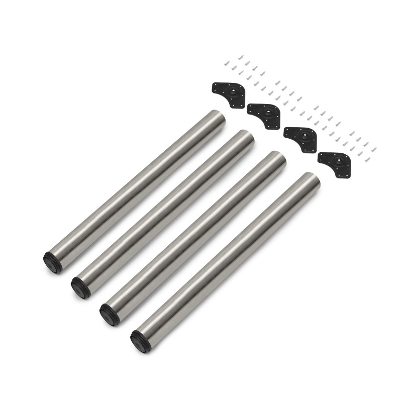 Lotto di 4 gambe per tavolo, diametro 60mm, H 710mm, Acciaio, Nichel satinado