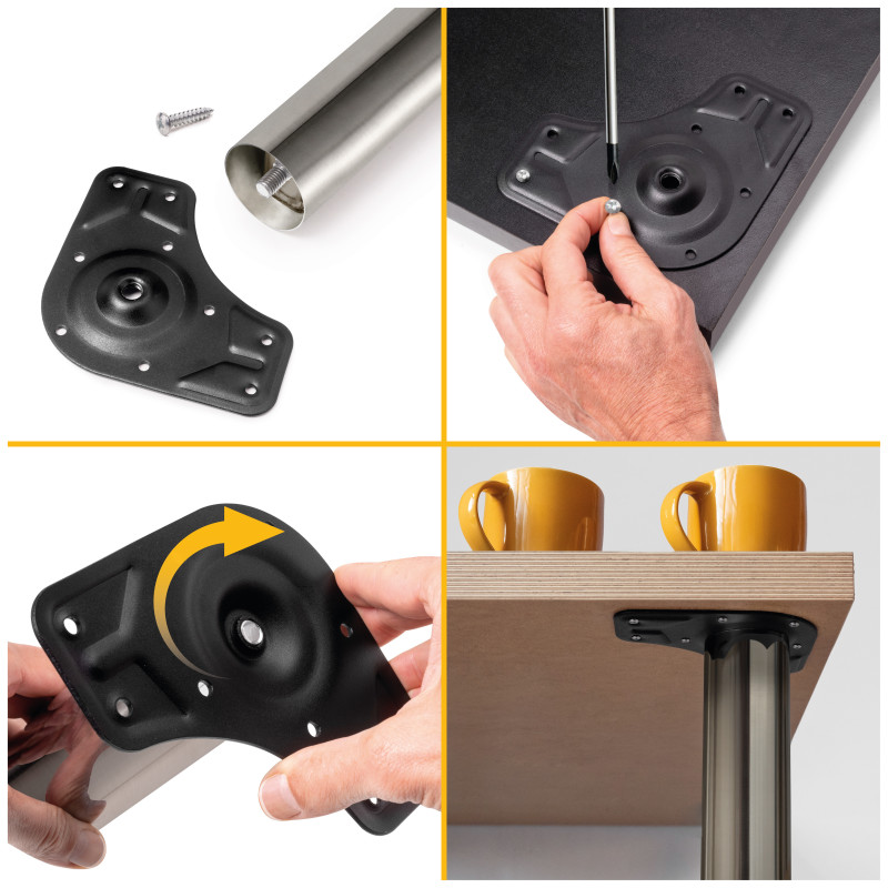 Lotto di 4 gambe per tavolo, diametro 60mm, H 710mm, Acciaio, Nichel satinado