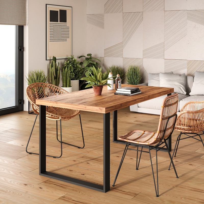 Set di gambe per tavolo rettangolare Square, larghezza 800mm, Acciaio, Verniciato nero