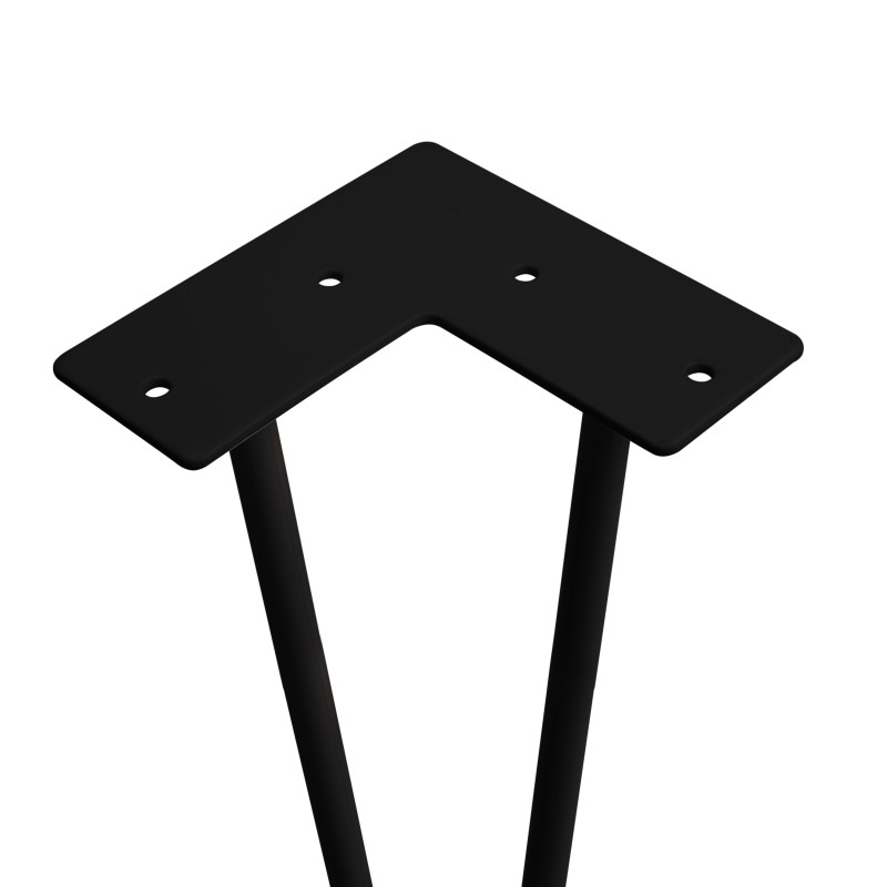 Lotto di 4 gambe Hairpin a 2 aste per tavolo, altezza 400mm, Acciaio, Verniciato nero
