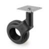Lotto di 4 ruote Hole 2 con piastra di montaggio, diametro 60 mm, Acciaio e plastica, Tecnoplastica grigio