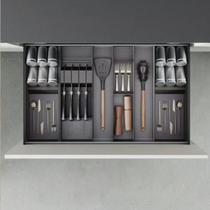 Zoom Portapiatti per cassetto Orderbox, 120x470 mm, Alluminio e Tecnoplastica, Grigio antracite
