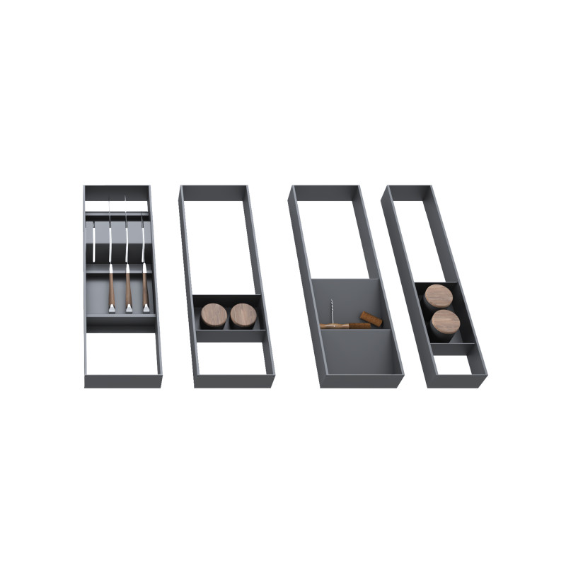 Portacoltelli per cassetto Orderbox, 150x470 mm, Acciaio e Legno, Grigio antracite