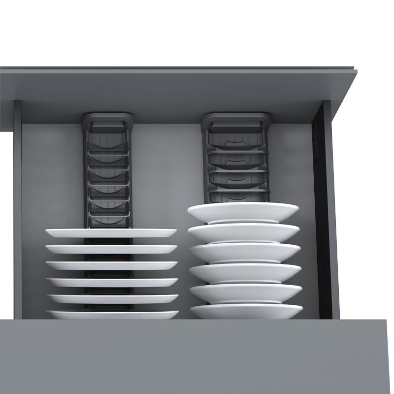 Portapiatti verticale per cassetto Orderbox, 159x468 mm, Alluminio e Tecnoplastica, Grigio antracite