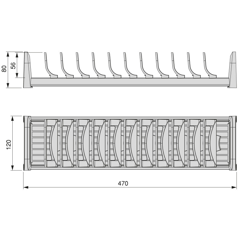 Supporto per cassetto Orderbox, 90x470 mm, Alluminio e Tecnoplastica, Grigio antracite