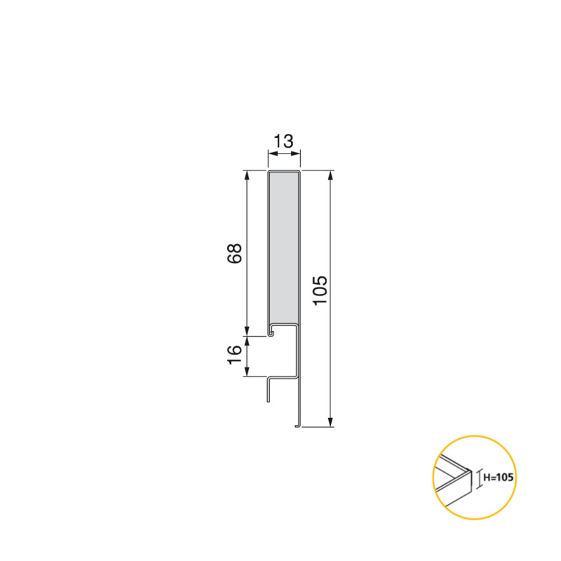 Cassetto esterno Concept 30kg, altezza 105mm, profondità 350mm, Acciaio, Verniciato bianco