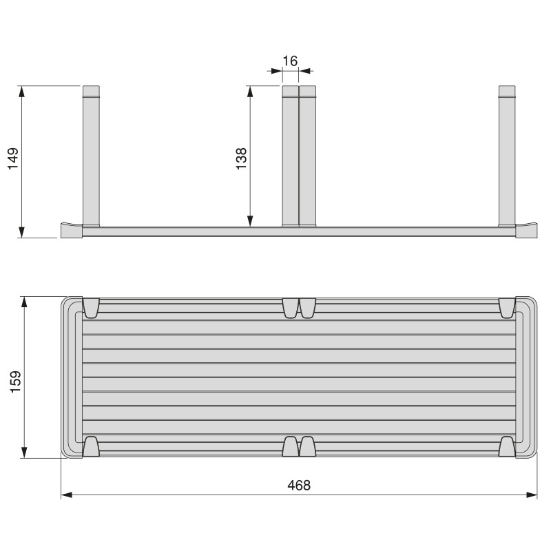 Cassetto esterno Concept 30kg, altezza 105mm, profondità 300mm, Acciaio, Verniciato bianco