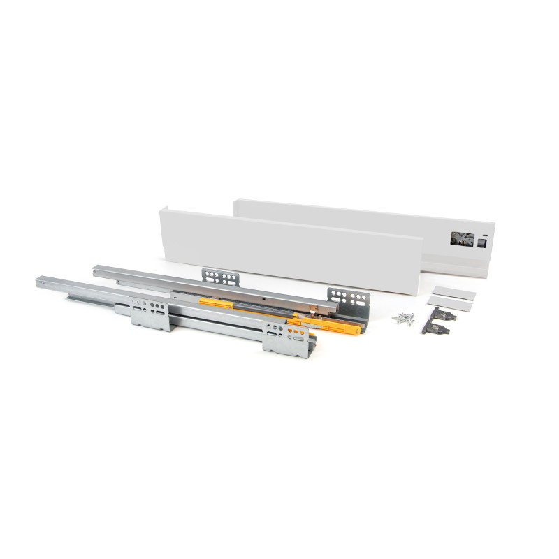 Cassetto esterno Concept 30kg, altezza 105mm, profondità 500mm, Acciaio, Verniciato bianco