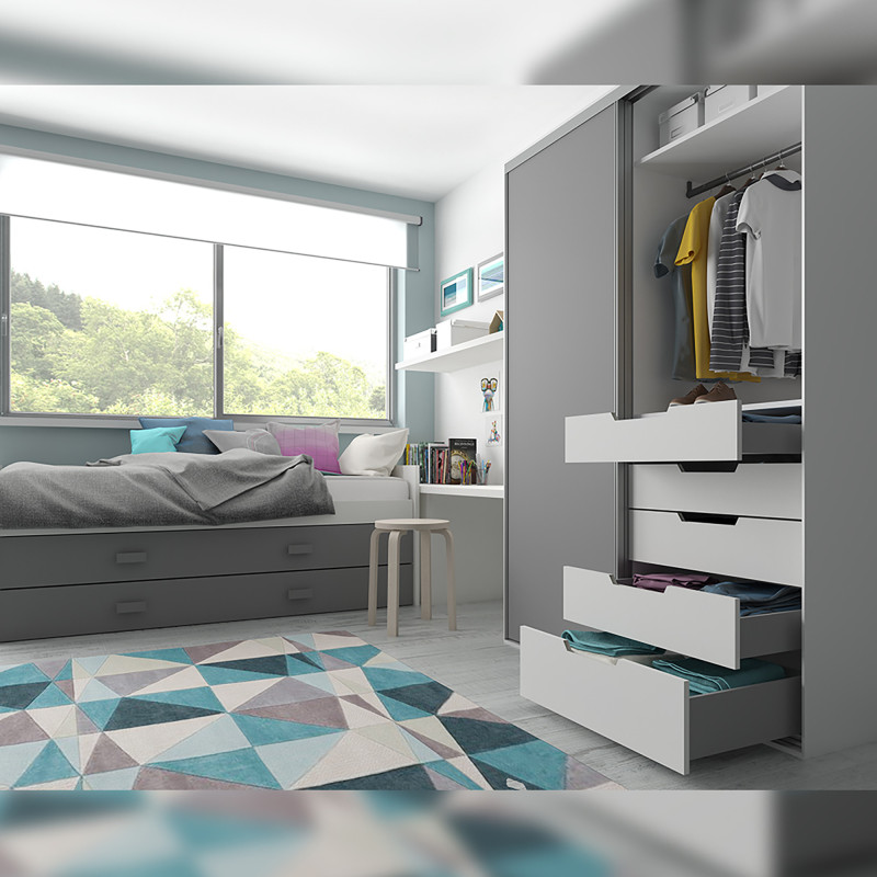Cassetto esterno Concept 30kg, altezza 105mm, profondità 500mm, Acciaio, Verniciato bianco